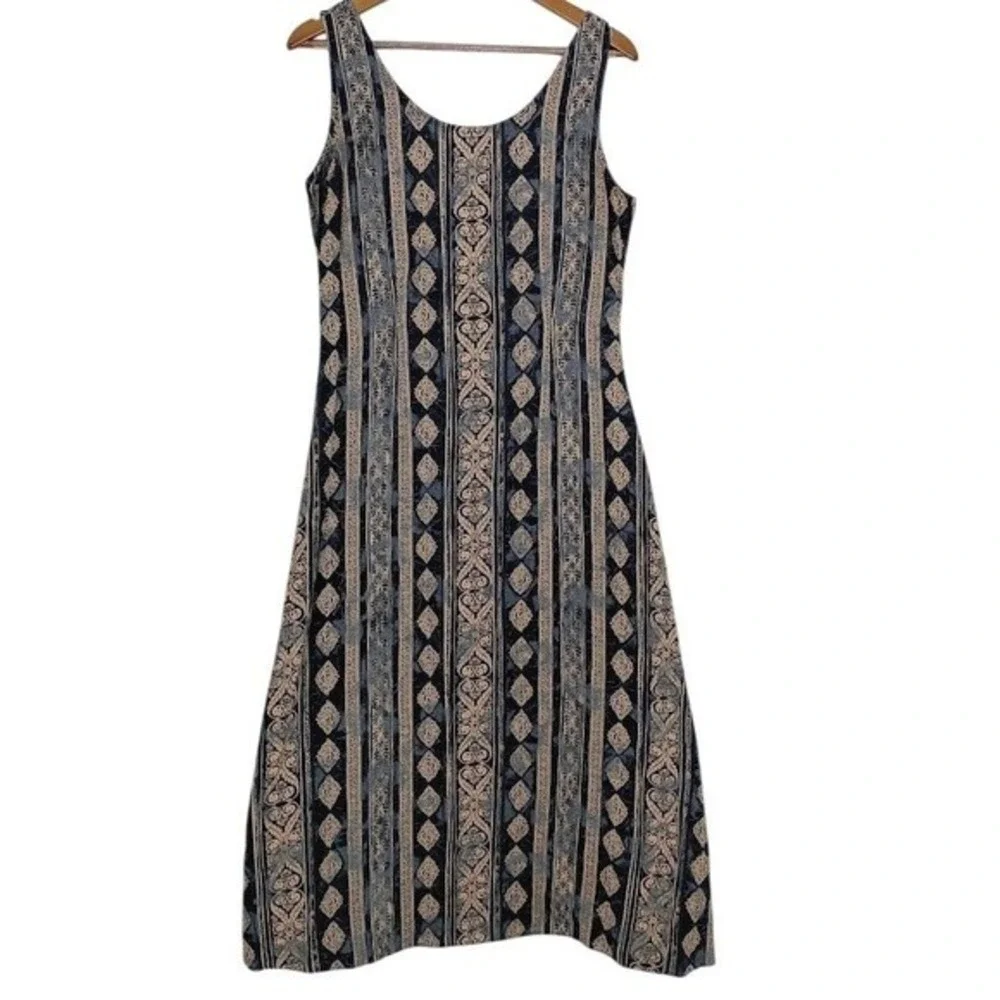 Marks & Spencer Vintage Maxi Dress Blue Paisley Boho Effortless Sleeveless M - Picture 2 of 16